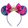 Sequin Snowflake Mouse Ear Headband with 5\" (12.7 cm) Bow – Kids & Adults Festival Party Cosplay Hairband