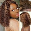 16-Inch Honey Brown Curly Bob Human Hair Wig - 5x5 Glueless Lace, Short Curly Wave