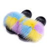 Real Fox Fur Slides for Women Luxury Furry Flat Slide Sandals