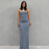NSANGU Satin Slip Backless Maxi Dress Y2K Sleeveless Spaghetti Strap A-Line Evening Dress