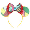 Mickey & Minnie Sequin Ear Headband with Bow – Disney-Inspired Hairband for Women & Kids, Party Cosplay