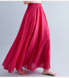 Cotton Linen Ankle-Length Maxi Skirt for Women, Y2K Harajuku Casual Streetwear, Shirred Waist