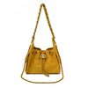Biker Rhombus Chain Bucket Bag - Retro Faux Suede Crossbody Shoulder Bag for Women