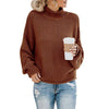 Plus Size Women's Knit Turtleneck Sweater Pullover (S-3XL) - Long Striped Loose Fit