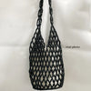 Handmade Woven Wooden Bead Tote – Boho Hollow-Out Bucket Shoulder Handbag for Women