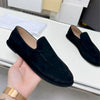 Suede Leather Loafers – Women's Round-Toe Slip-On Wool-Lined Winter Flats