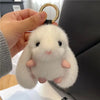 Fluffy Rabbit Pom Pom Keychain 3.93 in (10 cm) Plush Bunny Bag Charm Cute Car Key Ring Gift for Women & Girls