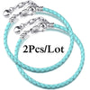 2-Pack Leather Chain Charm Bracelets with Beads – Handmade Couples Pulsera Jewelry (Unisex)