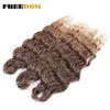 Synthetic Braiding Hair Extensions 24 in (60 cm) Loose Deep Wave Ombre Brown Rainbow Twist Crochet 3-Pack
