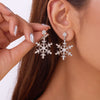 Snowflake Crystal Zircon Pearl Drop Stud Earrings for Women – Christmas New Year Party Gift