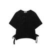 Hollow Knit Bow Pullover - Women's Casual Short-Sleeve Lace-Up Round Neck Sweater