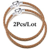 2-Pack Leather Chain Charm Bracelets with Beads – Handmade Couples Pulsera Jewelry (Unisex)