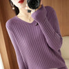 Women's Cashmere-Blend V-Neck Knit Sweater Pullover - Loose Fit Autumn Winter Office Top