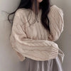 Vintage Twist Cropped V-Neck Knit Sweater - Women's One Size Pullover for Autumn Winter