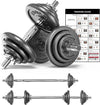 44 lb (20 kg) Adjustable Cast Iron Dumbbell Set with Barbell Connector and Knurled Handles