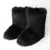 Women's Faux Fur Mid-Calf Snow Boots - Fluffy Plush Winter Warm Flat Outdoor Fashion Boots