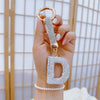 Sparkling Rhinestone Initial Keychain - Round Alloy Letter Charm with Crystal Pendant