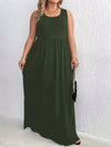 Plus Size Sleeveless Round Neck Tunic Dress 1XL-5XL Casual Knit Ankle-Length Spaghetti Strap