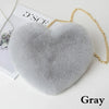 Women's Faux Fur Heart Shoulder & Crossbody Bag - Small Winter Messenger 25 x 20 cm (9.8 x 7.9 in)