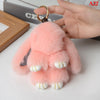 Fluffy Real Rabbit Fur Bunny Pom Pom Keychain 15 cm (5.9 in) for Bag & Car