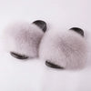 Real Fox Fur Slides for Women Luxury Furry Flat Slide Sandals