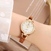 Women’s Leather Quartz Wristwatch – 32mm Round Alloy Case, Arabic Numerals, Casual Festival Gift