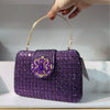 Rhinestone Crystal Clutch with Metal Handle and Chain - Wedding Evening Purse (7.1 x 1.6 x 5.1 in / 18 x 4 x 13 cm)