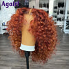 Deep Curly Short Bob Human Hair Wig — 13x6 & 13x4 Lace Frontal, 5x5 Lace Closure, Water Wave Reddish Orange Brown