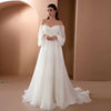 Puff Sleeve White Maxi Dress Strapless Backless Floor-Length A-Line Evening Party Gown