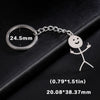 Funny Middle Finger Stickman Keychain Stainless Steel Novelty Keyring for Car Bag Backpack Purse Gift