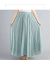 Cotton Linen Ankle-Length Maxi Skirt for Women, Y2K Harajuku Casual Streetwear, Shirred Waist
