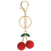 Cherry Crystal Bag Charm Keychain Red Pink Fruit Pendant Key Ring for Women & Girls Purse Charm Gift
