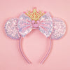 Disney Mickey Mouse Sequin Ears Headband with Bow - Halloween Party Cosplay Hairband for Women & Kids