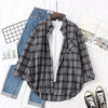 Women's Flannel Plaid Shirt - Loose Cotton-Poly Long Sleeve Button-Down with Pockets