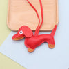 Dachshund PU Leather Dog Keychain Puppy Pendant Keyring Bag Charm for Women Valentine Gift
