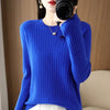 Women Striped Knit O-Neck Pullover Sweater Loose Long Sleeve Autumn Winter Casual Korean Fashion