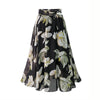 Plus Size Floral Chiffon Midi Skirt for Women - Elastic High Waist, Lace-Up Bow, Swing A-Line, Sizes L-5XL