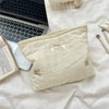 Quilted Embroidered Cotton Makeup Bag – Women's Zipper Cosmetic Pouch, Travel Toiletry Organizer, Cute Cartoon