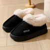 Couples Fleece-Lined Winter Slippers - Warm Indoor House Shoes with Thick Non-Slip Sole
