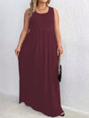Plus Size Sleeveless Round Neck Tunic Dress 1XL-5XL Casual Knit Ankle-Length Spaghetti Strap
