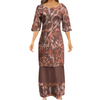 Women's Summer Puffed Sleeve Ankle-Length Printed Loose Casual Party Dress