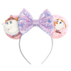 Mickey & Minnie Sequin Ear Headband with Bow – Disney-Inspired Hairband for Women & Kids, Party Cosplay