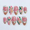 24-Pack Christmas Green Snowflake Press-On Nails with Rhinestones – Holiday False Nail Set for Women