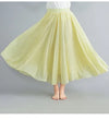 Women's Linen Cotton Ankle-Length Maxi Skirt Elastic Waist Pleated Boho Beach Vintage