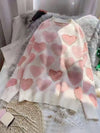 Plus Size Heart Print Round Neck Long Sleeve Pullover Sweater for Women - Autumn Winter Casual
