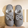 Women's Bowknot Plush Indoor Slippers – Soft Lightweight Winter House Shoes