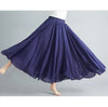 Women's Linen Cotton Ankle-Length Maxi Skirt Elastic Waist Pleated Boho Beach Vintage