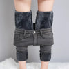 Women's High-Waist Thermal Fleece Lined Stretch Straight-Leg Jeans - Warm Winter Denim