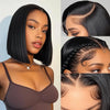 13x4 HD Lace Short Bob Wig 8-14 Inch Straight Remy Human Hair, 200% Density Glueless Pre-Plucked Natural Black
