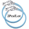 2-Pack Leather Chain Charm Bracelets with Beads – Handmade Couples Pulsera Jewelry (Unisex)